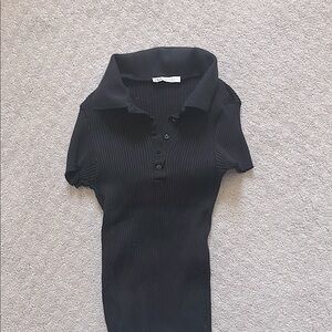 Zara Black Ribbed button sweater